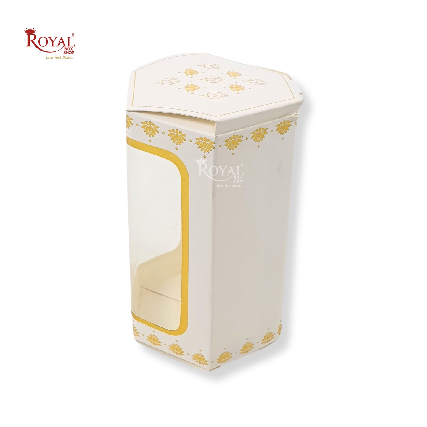 Cookies Box with Window I RCF-08 D2 I Size 5x3x3 inches I White in Golden leafing