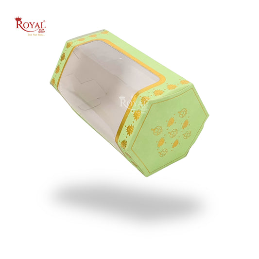 Cookies Box with Window I RCF-08 D2 I Size 5x3x3 inches I Green in Golden leafing