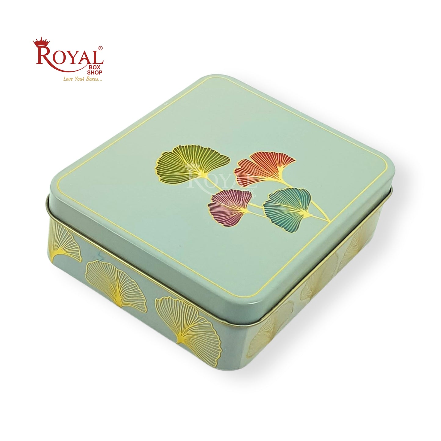 Premium Tin Box I 4"x4.75"x1.5" Inches I Blue with Golden Leafing