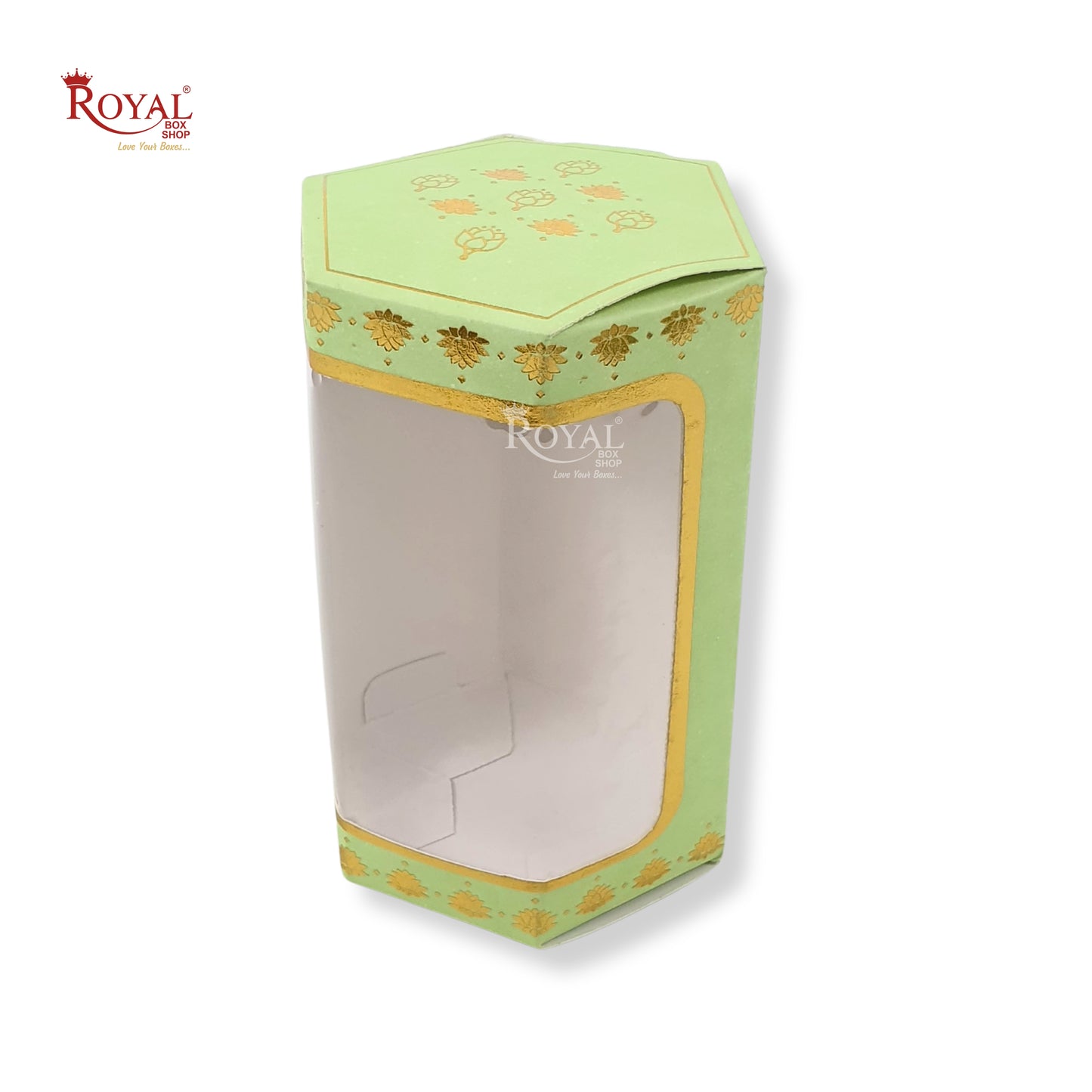 Cookies Box with Window I RCF-08 D2 I Size 5x3x3 inches I Green in Golden leafing