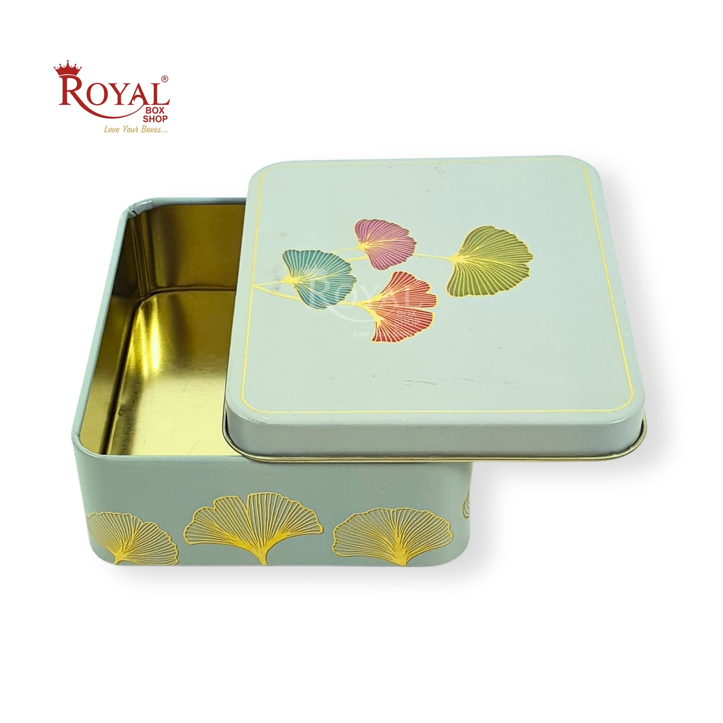 Premium Tin Box I 4"x4.75"x1.5" Inches I Blue with Golden Leafing