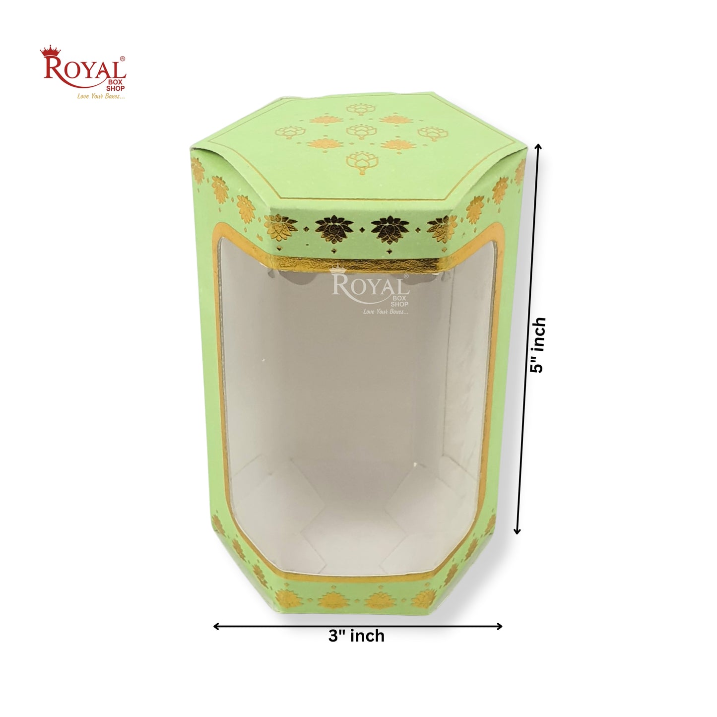 Cookies Box with Window I RCF-08 D2 I Size 5x3x3 inches I Green in Golden leafing