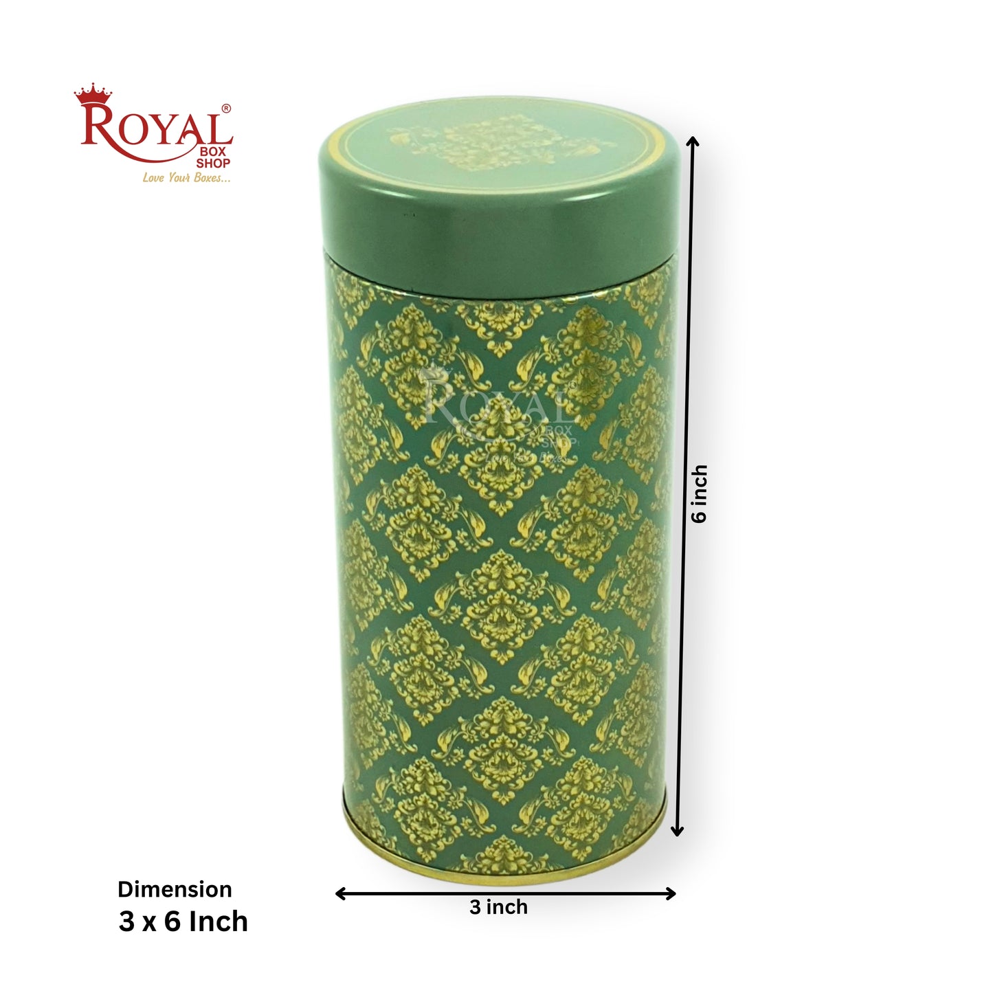 Premium Tin Jars I 6"x3" Inches I Green With Golden Foiling