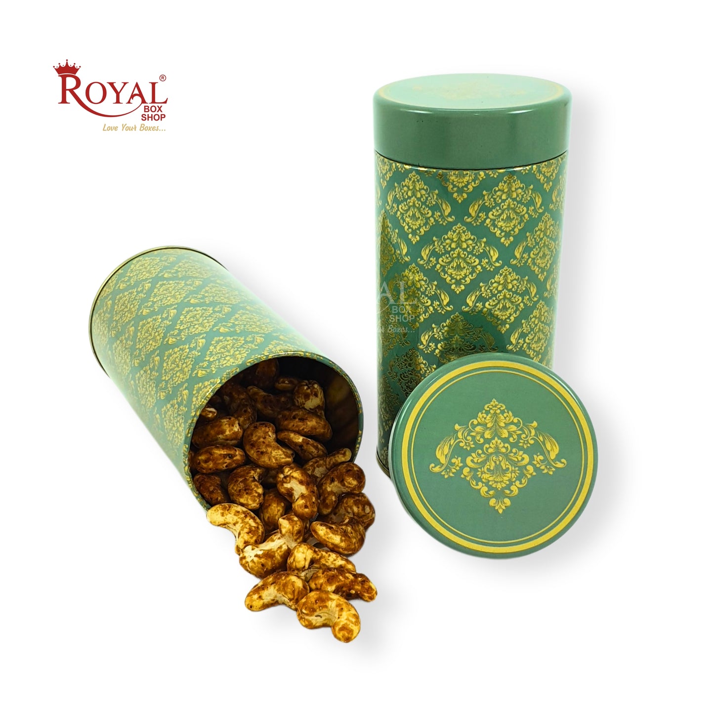 Premium Tin Jars I 6"x3" Inches I Green With Golden Foiling