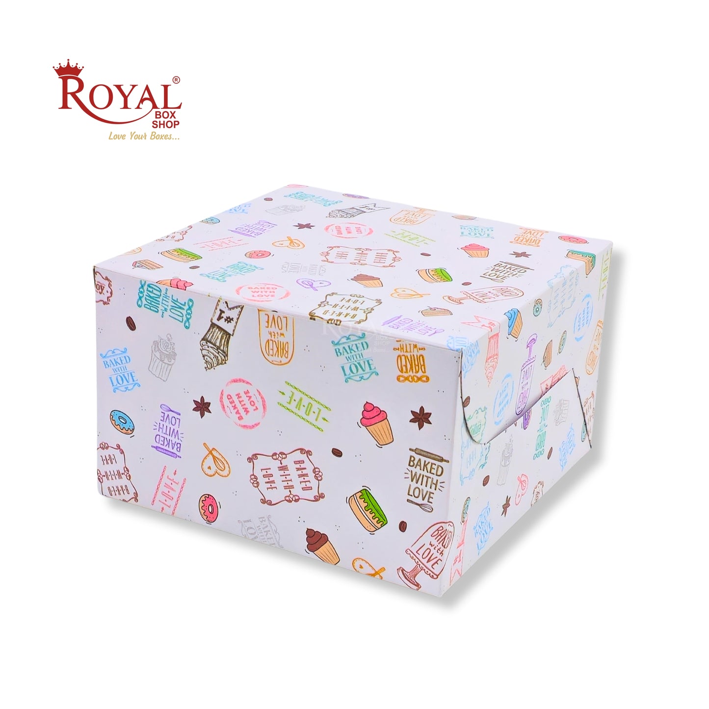 Cake Box | 8x8x5 Inches | White With Floral Print | WB