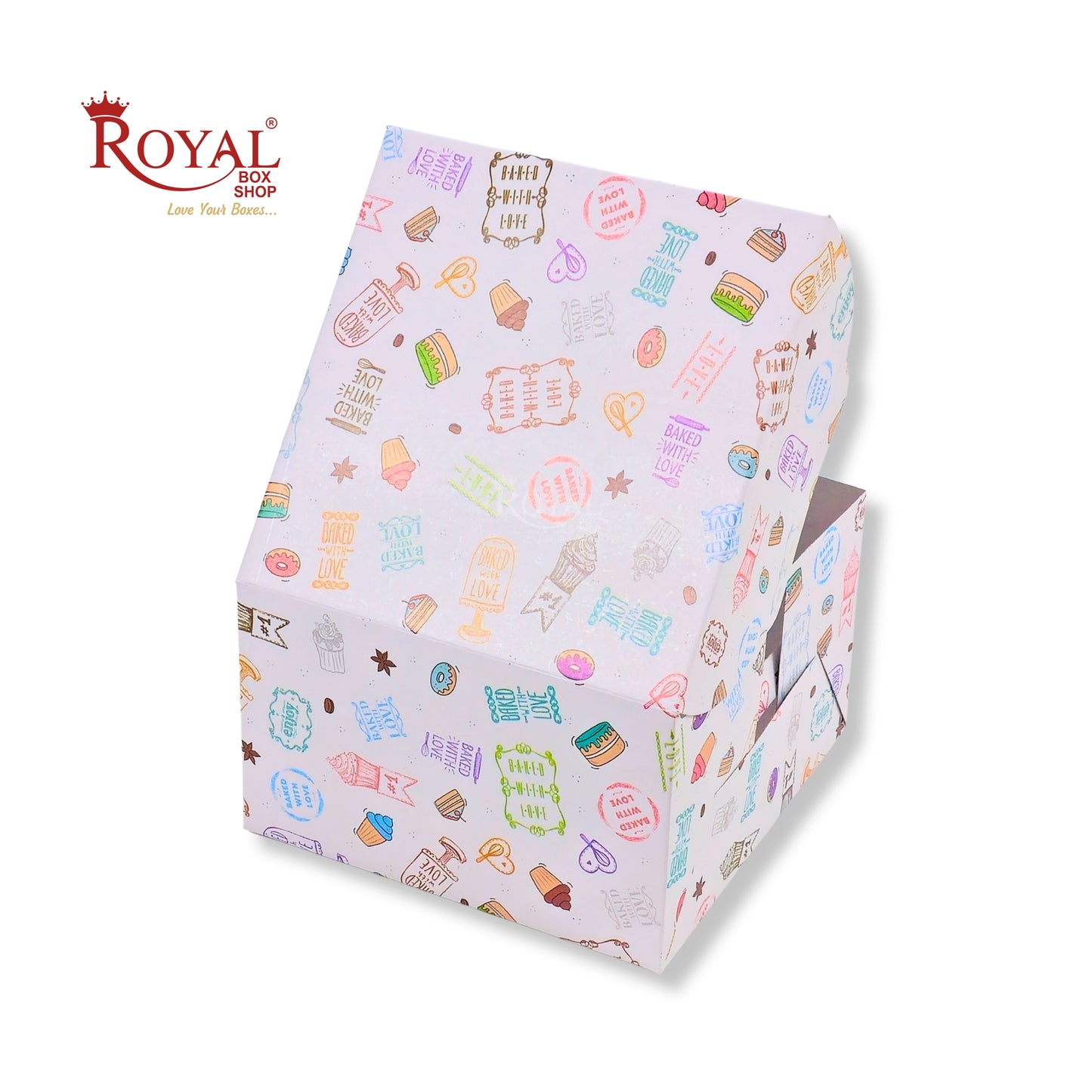 Cake Box | 8x8x5 Inches | White With Floral Print | WB