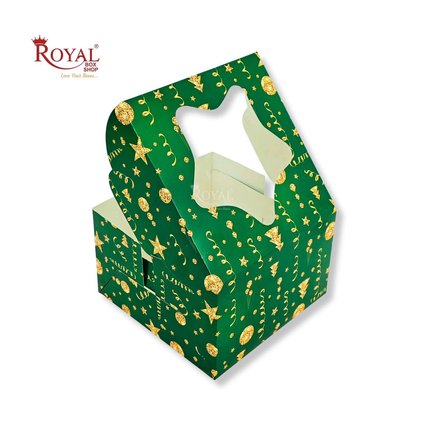 Christmas Theme Cake Box with Window | 8x8x5 Inch | Green | WB | Half kg Cake Box