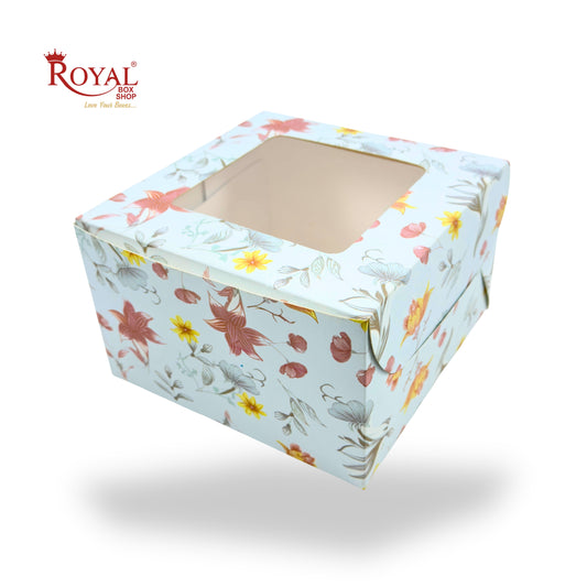 Window Cake Box I 8x8x5" Inches I Blue Floral I FBB Paper