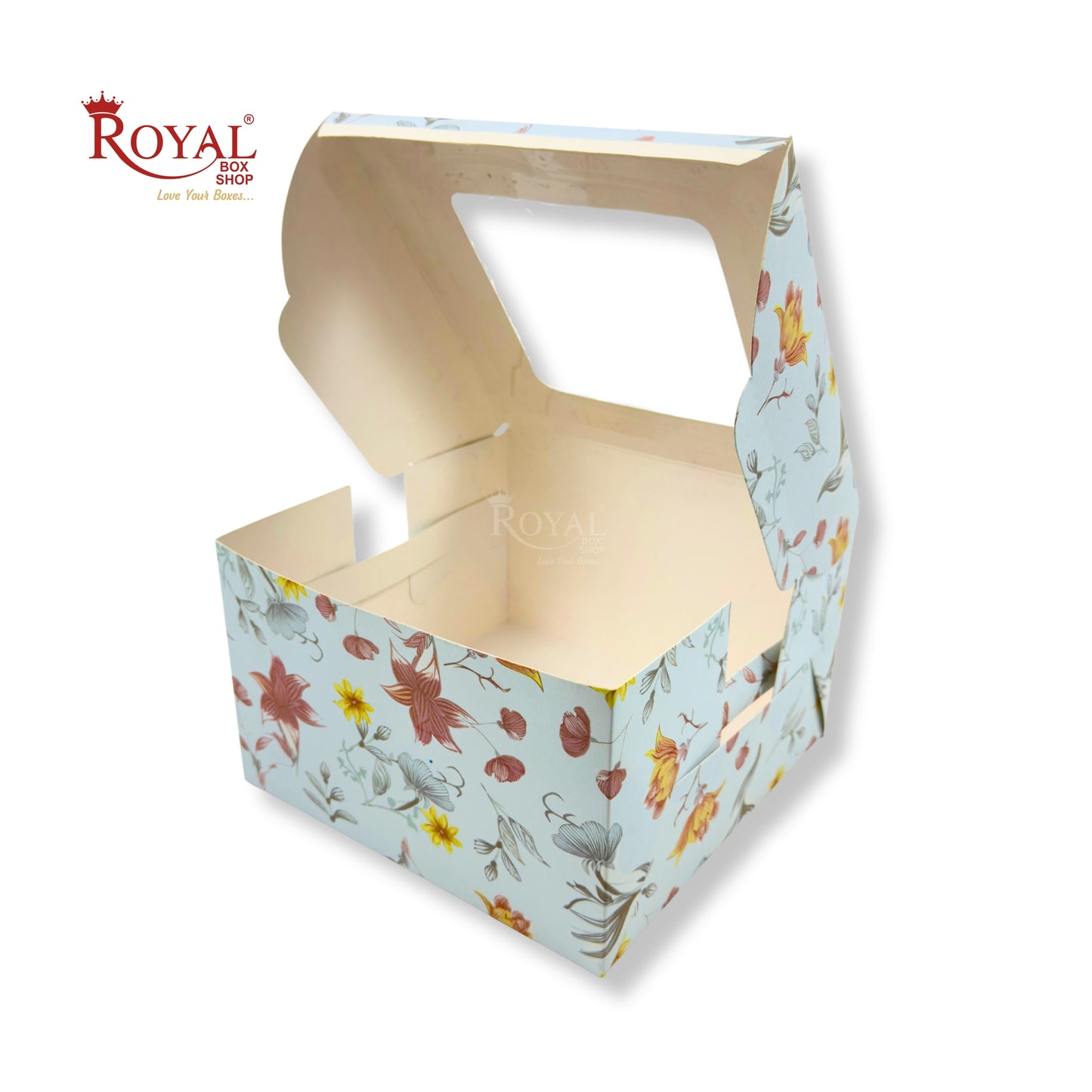 Window Cake Box I 8x8x5" Inches I Blue Floral I FBB Paper