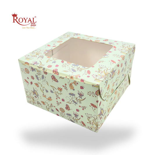 Window Cake Box I 8x8x5" Inches I Green Floral I FBB Paper