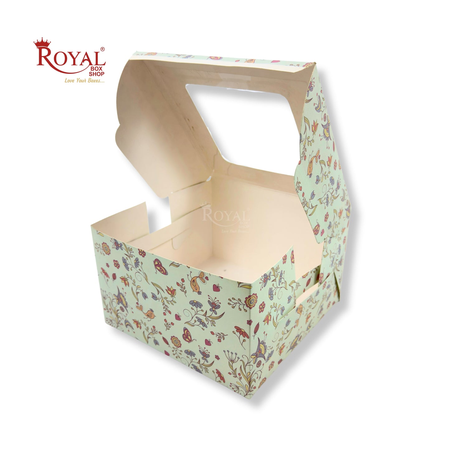 Window Cake Box I 8x8x5" Inches I Green Floral I FBB Paper