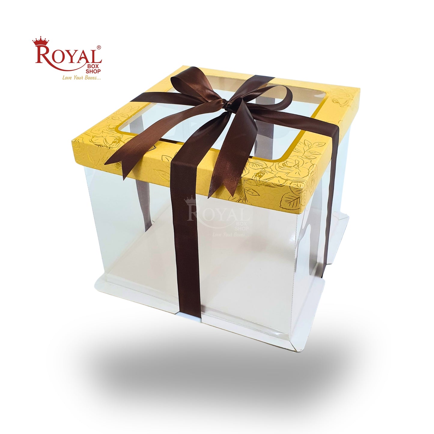 Tall Transparent Square Box with Ribbon – Perfect for Cakes & Gifts!