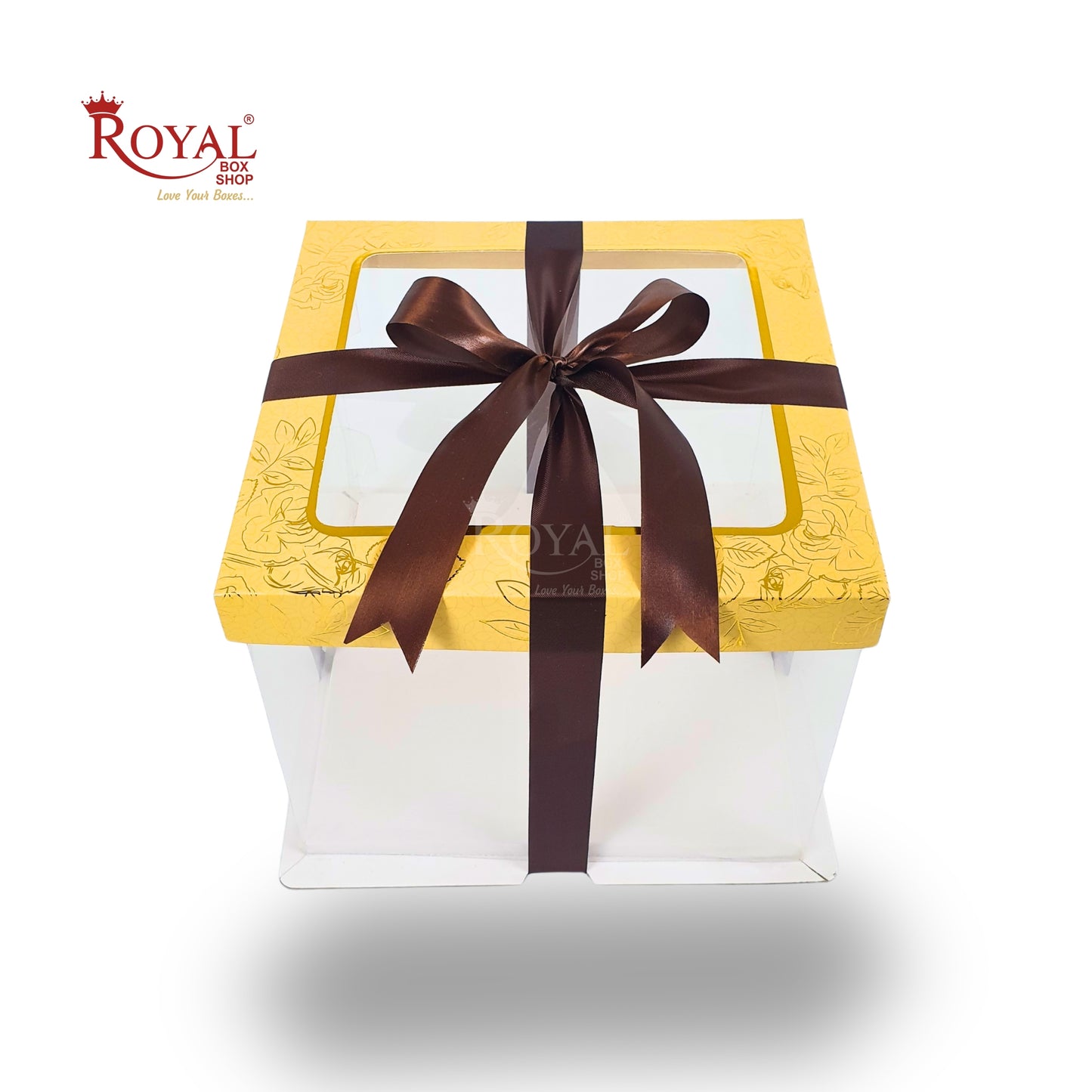 Tall Transparent Square Box with Ribbon – Perfect for Cakes & Gifts!