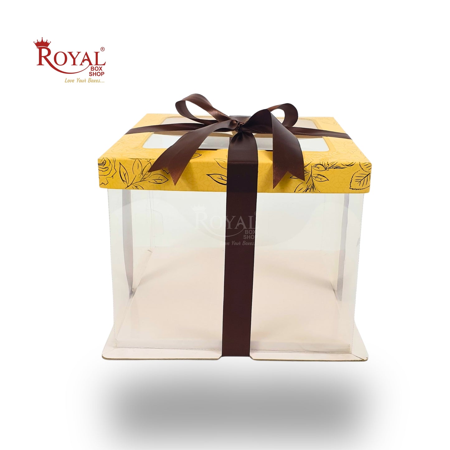 Tall Transparent Square Box with Ribbon – Perfect for Cakes & Gifts!