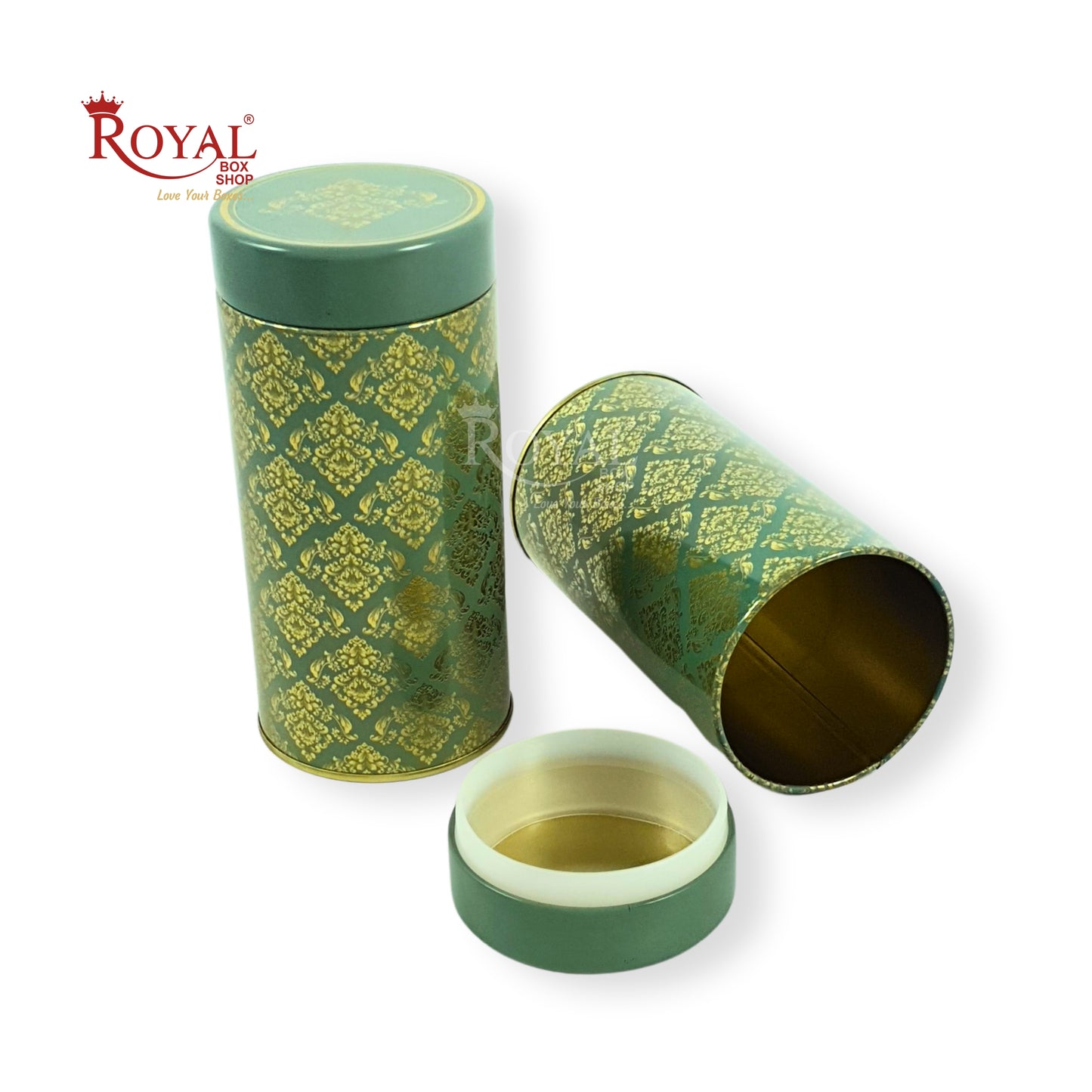 Premium Tin Jars I 6"x3" Inches I Green With Golden Foiling