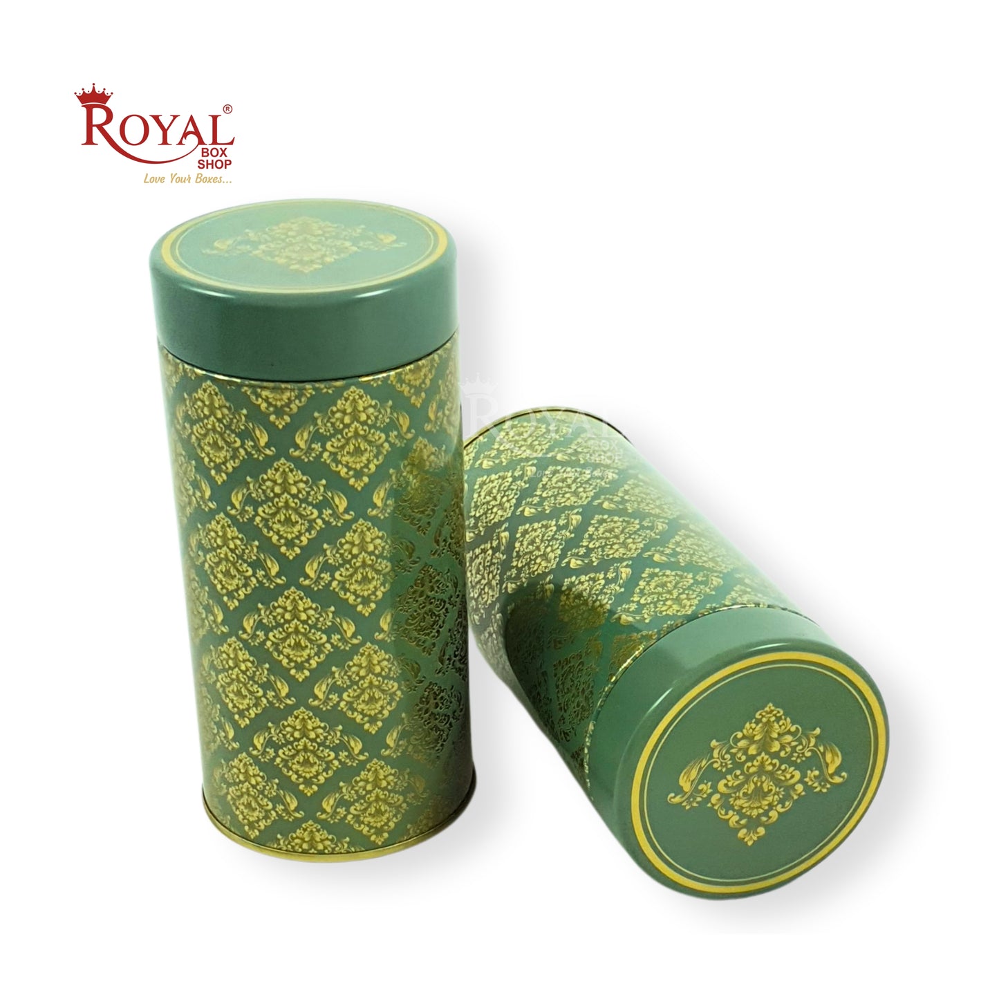 Premium Tin Jars I 6"x3" Inches I Green With Golden Foiling