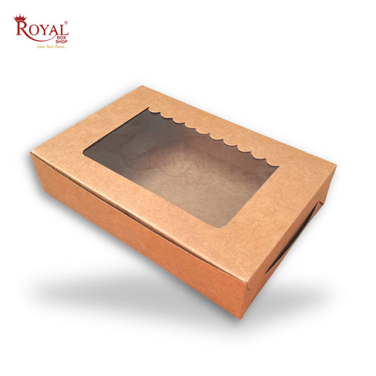 6pc Brownie Box with Window I Brown Kraft I 9"x6"x2" inches