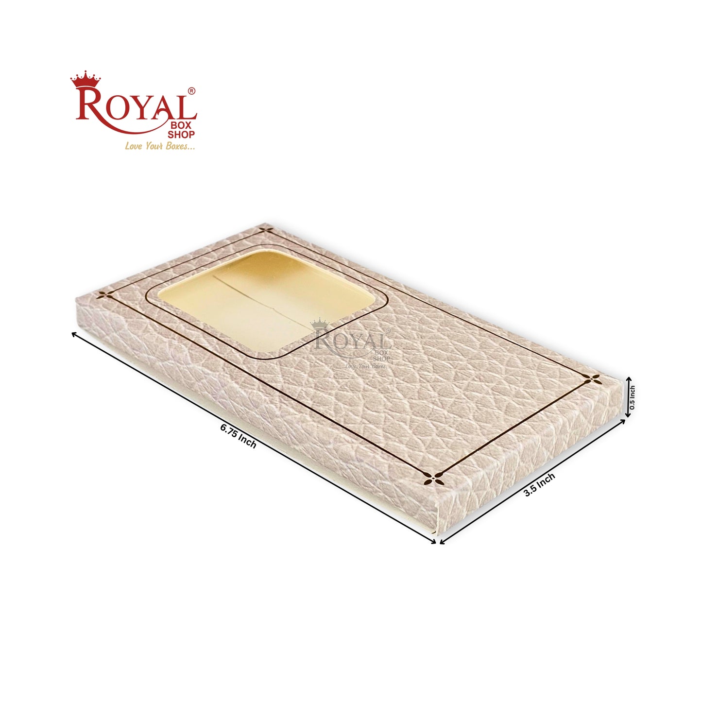 Royal Box Shop® Premium Chocolate Bar Box with Window I Ivory Textured I 6.75x3.5x0.50 Inch