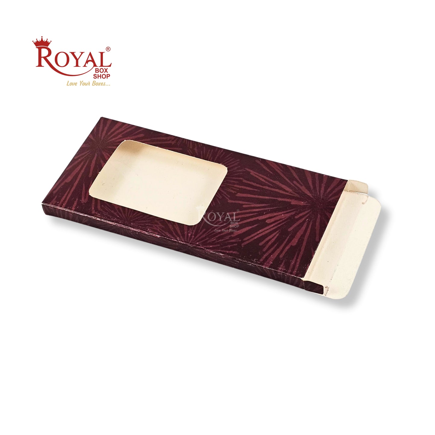 RoyalBoxShop® Chocolate Bar Box | Maroon | 5.5 x 2.5 x 0.25 Inches | B2B
