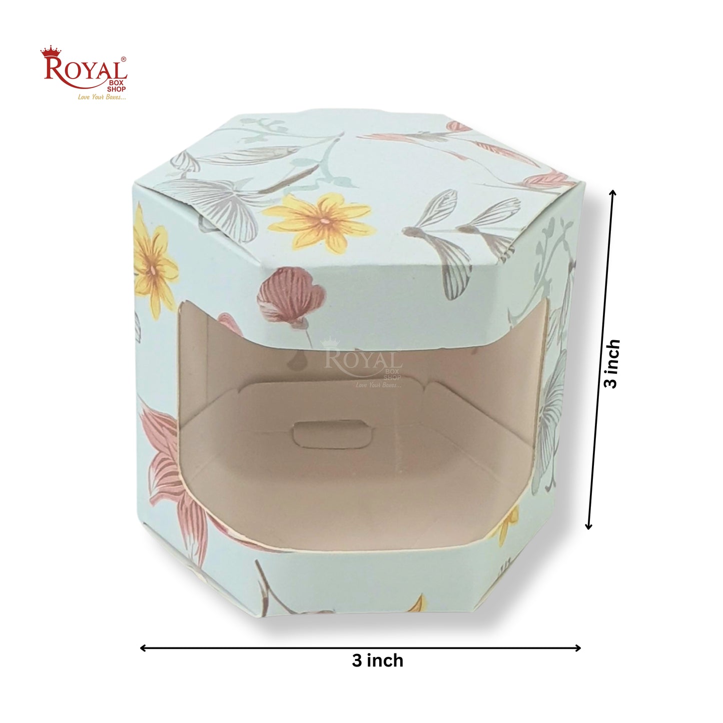 Cookies Box with Window I Blue Floral I Size 3x3x3 inches
