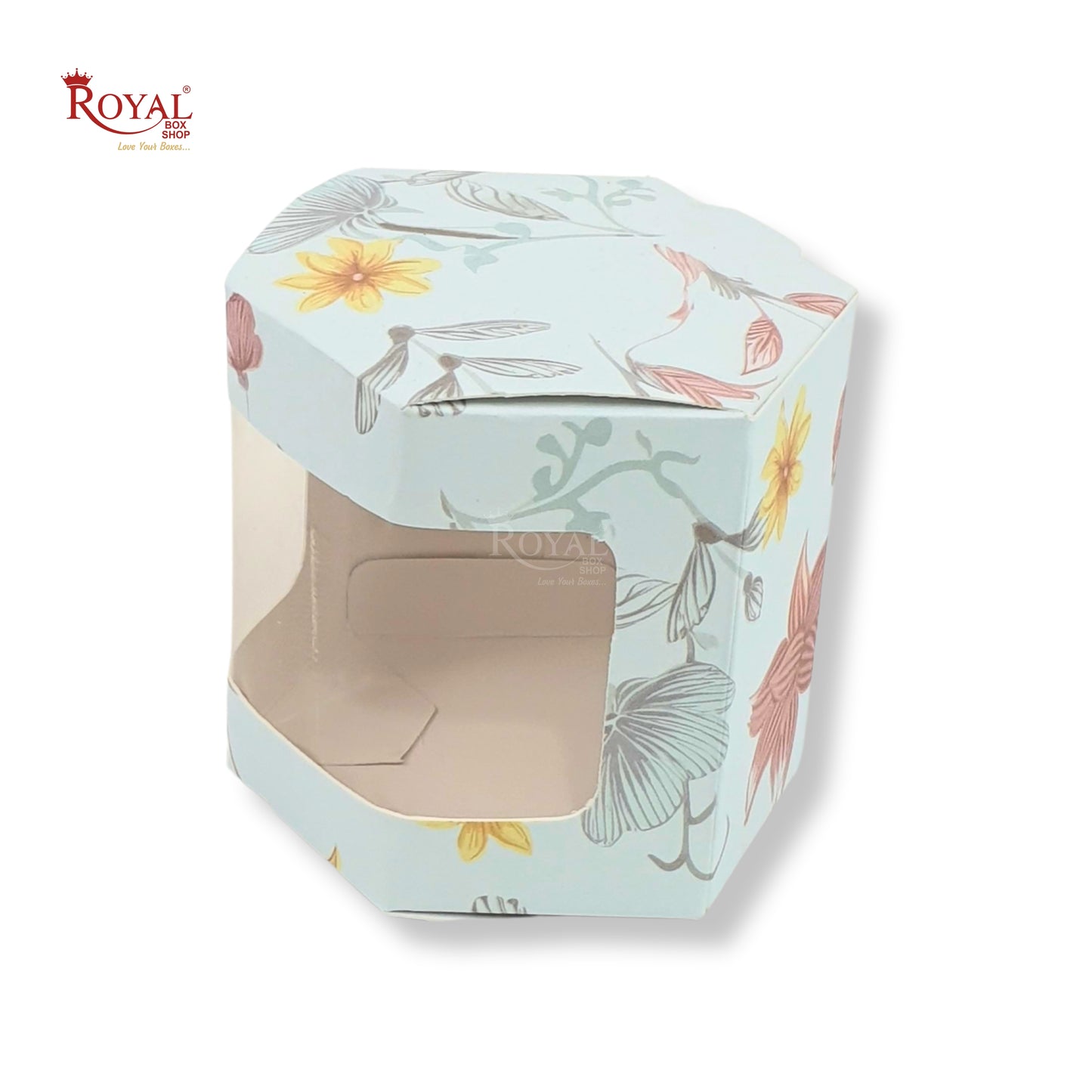 Cookies Box with Window I Blue Floral I Size 3x3x3 inches