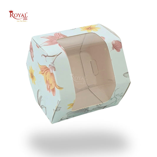 Cookies Box with Window I Blue Floral I Size 3x3x3 inches