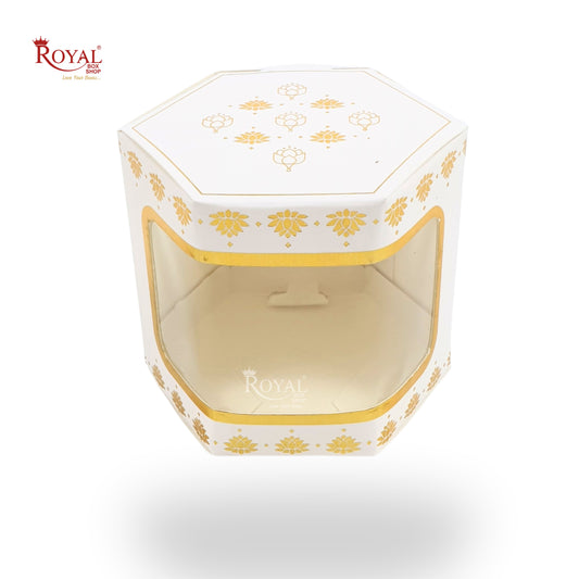 Cookies Box with Window I RCF-07 D2 White With Golden Leafing I 3x3x3 inches