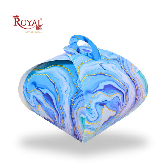 Dome Cake Box with Handle I Blue Marble Print I 8x8x7 Inch I Perfect for Cake & Cookies
