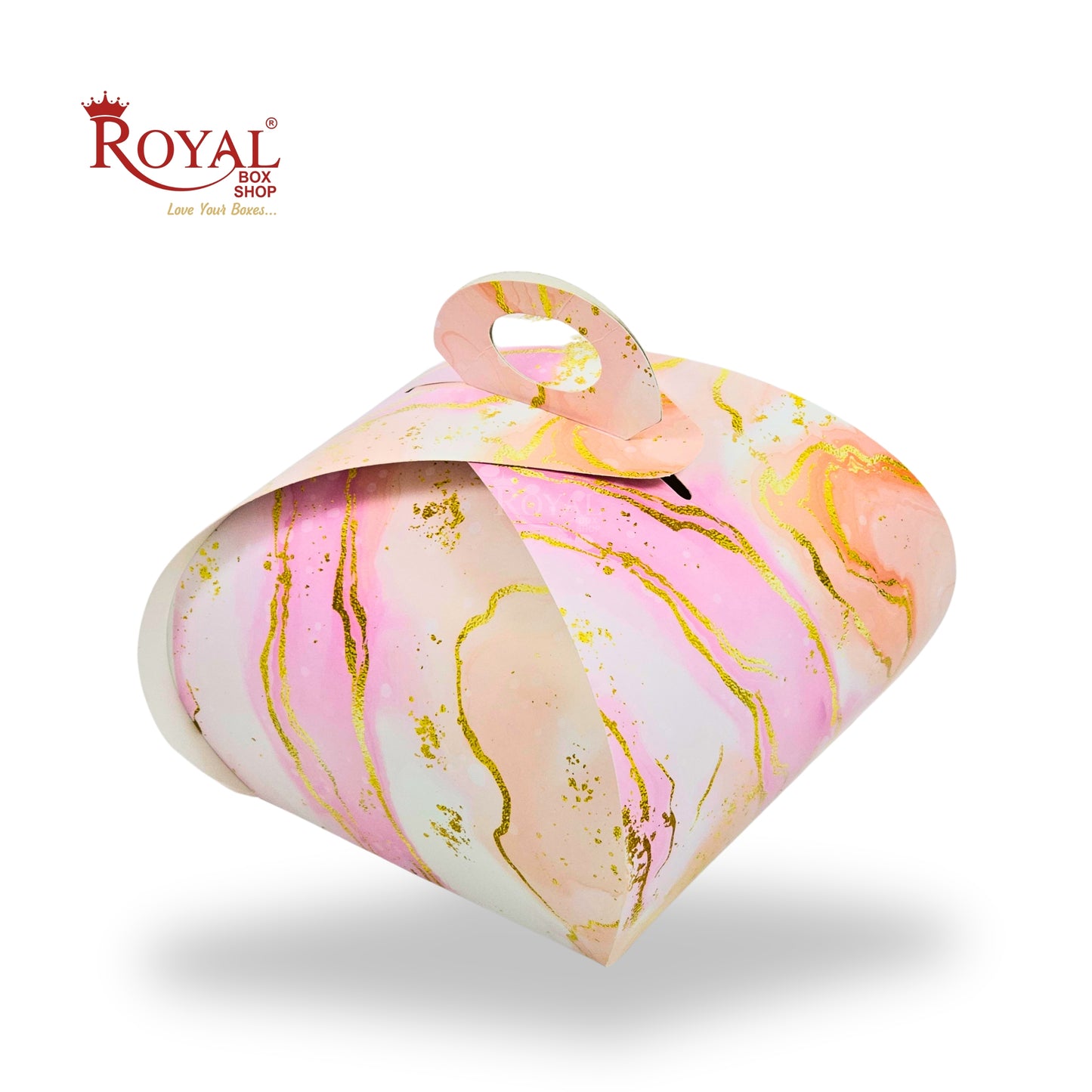 Dome Cake Box with Handle I Pink Marble Print I 8x8x7 Inch I Perfect for Cake & Cookies