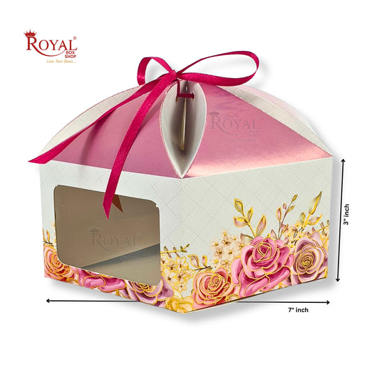 Dry Cake Box with Gold Foil Accents (7x7x3 Inch) Grey Flower Royal Box Shop