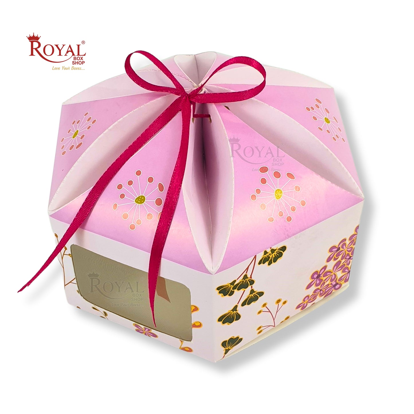 Dry Cake Box with Gold Foil Accents (7x7x3 Inch) Lavender Flower Royal Box Shop