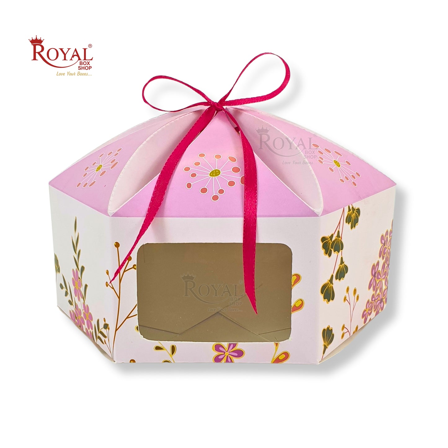 Dry Cake Box with Gold Foil Accents (7x7x3 Inch) Lavender Flower Royal Box Shop