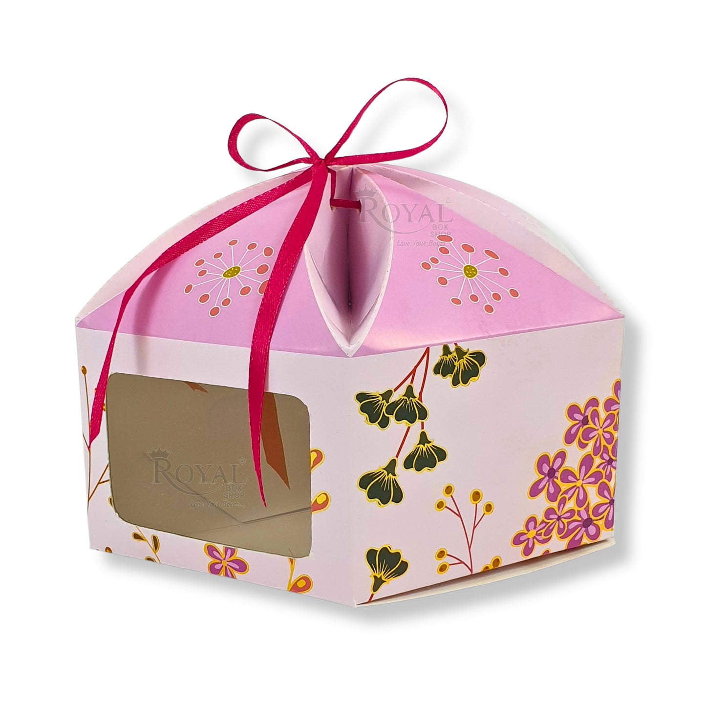 Dry Cake Box with Gold Foil Accents (7x7x3 Inch) Lavender Flower Royal Box Shop