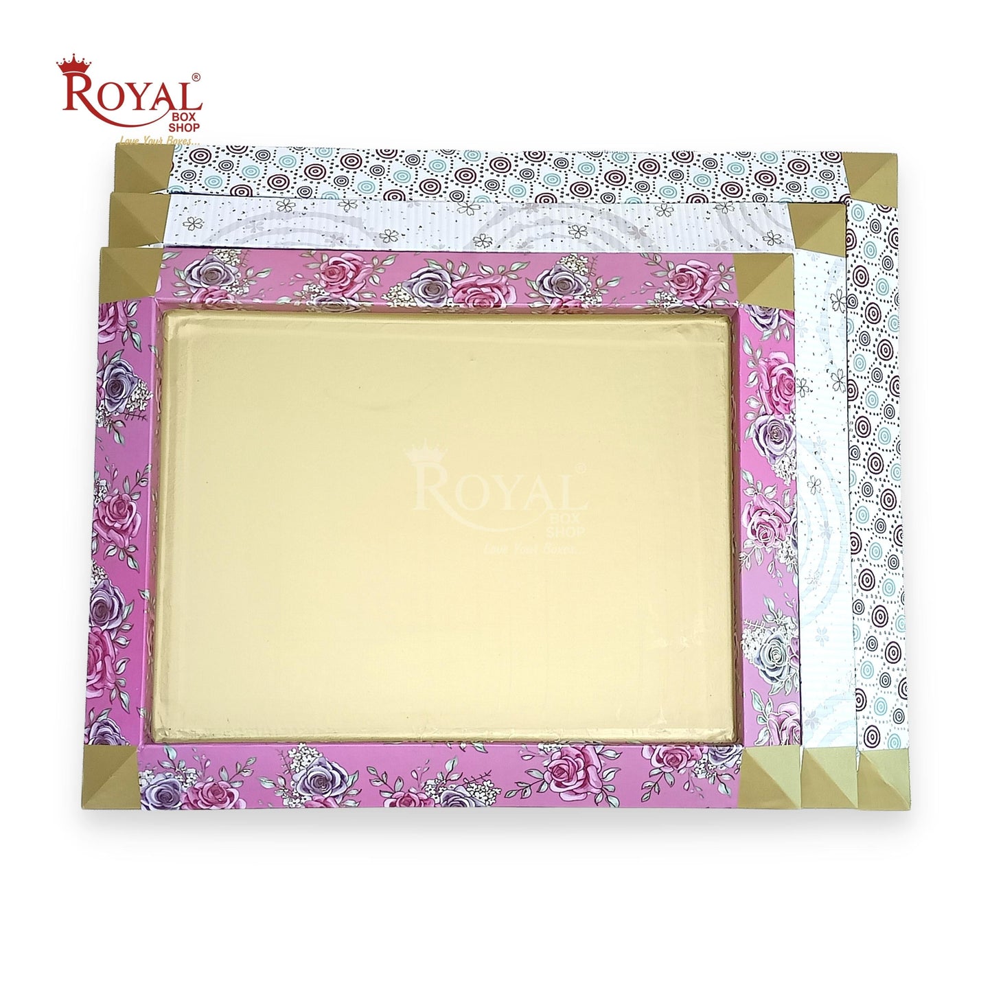 Gift Hamper MDF Trays I 12x16x1 Inches I Polka I Scodish Gold Print I For Return Favor Gifts, Festival & Wedding Gifting Royal Box Shop