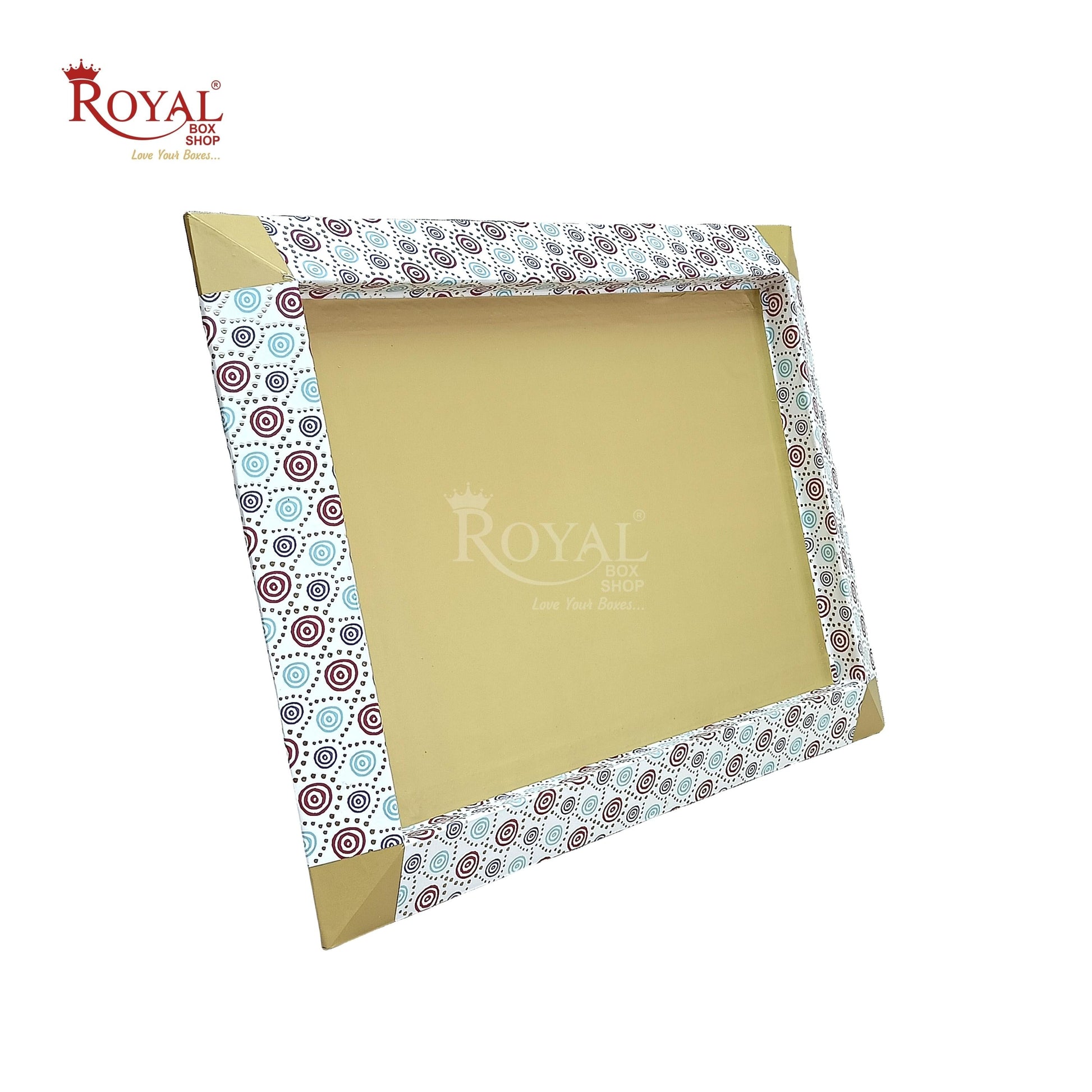 Gift Hamper MDF Trays I 14x18x1 Inches I Polka I Scodish Gold Print I For Return Favor Gifts, Festival & Wedding Gifting Royal Box Shop