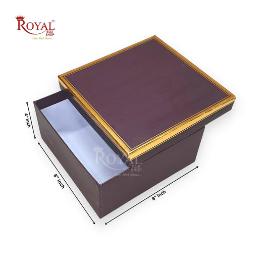 Hamper Gift Boxes I 8x8x4 Inches I Wine Color with Gold Foiling I For Return Wedding Corporate Hamper Gifts Box Royal Box Shop