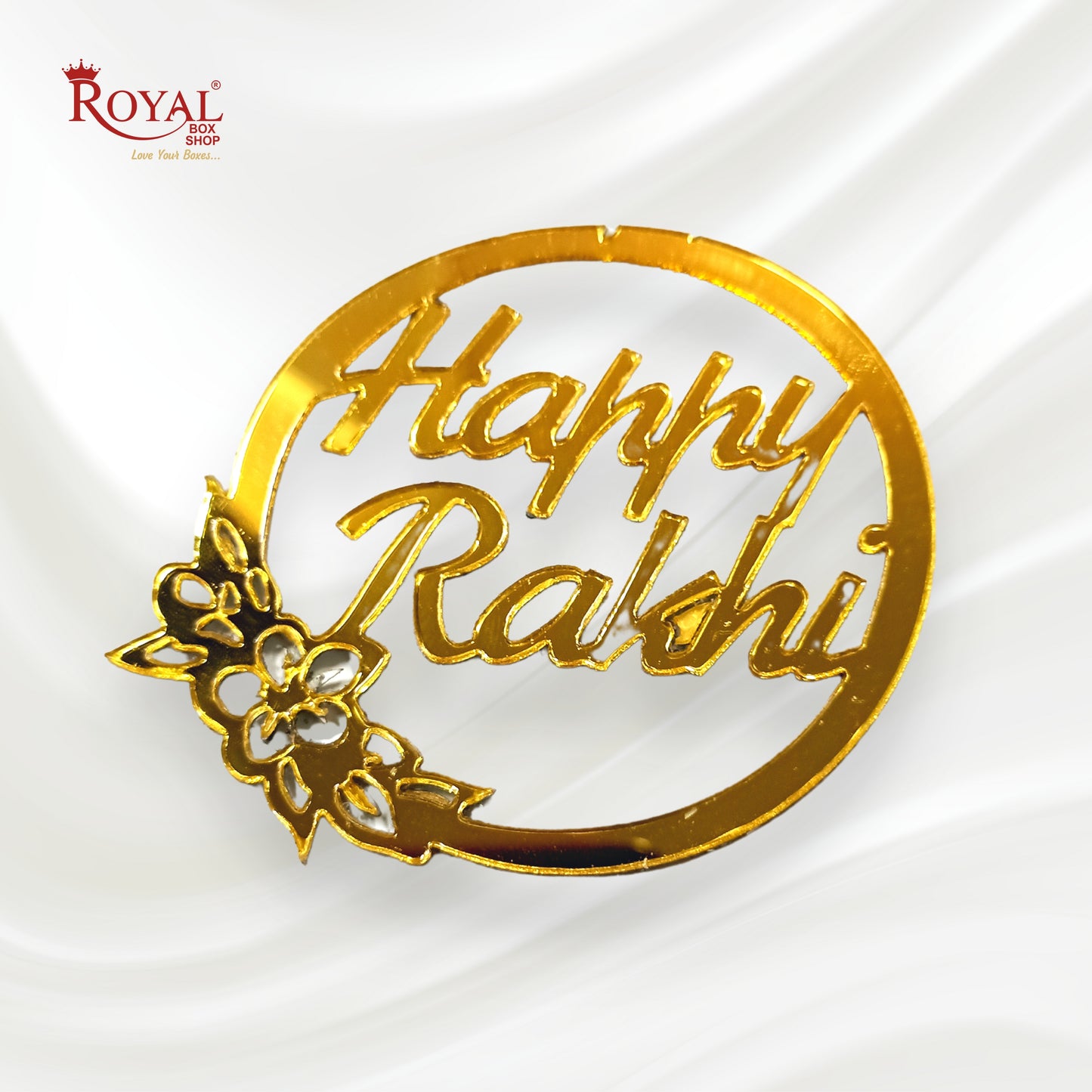 Happy Rakhi I Gift Tags I Round Acrylic Golden I Pack of 10 Gift Tags I Free Shipping Royal Box Shop