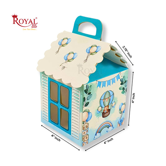 Hut Shape Gift Boxes I 4x4x4 Inch I Baby Blue I Perfect For Birthday, Return Favor, Baby Announcements Royal Box Shop