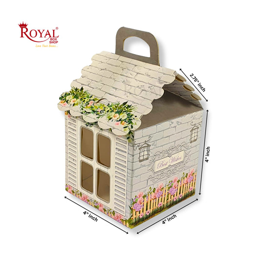 Hut Shape Gift Boxes I 4x4x4 Inch I Grey Cottage I Perfect For Birthday, Return Favor, Baby Announcements Royal Box Shop