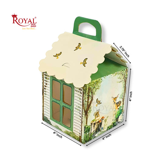 Hut Shape Gift Boxes I 4x4x4 Inch I Jungle Theme Green I Perfect For Birthday, Return Favor, Baby Announcements Royal Box Shop