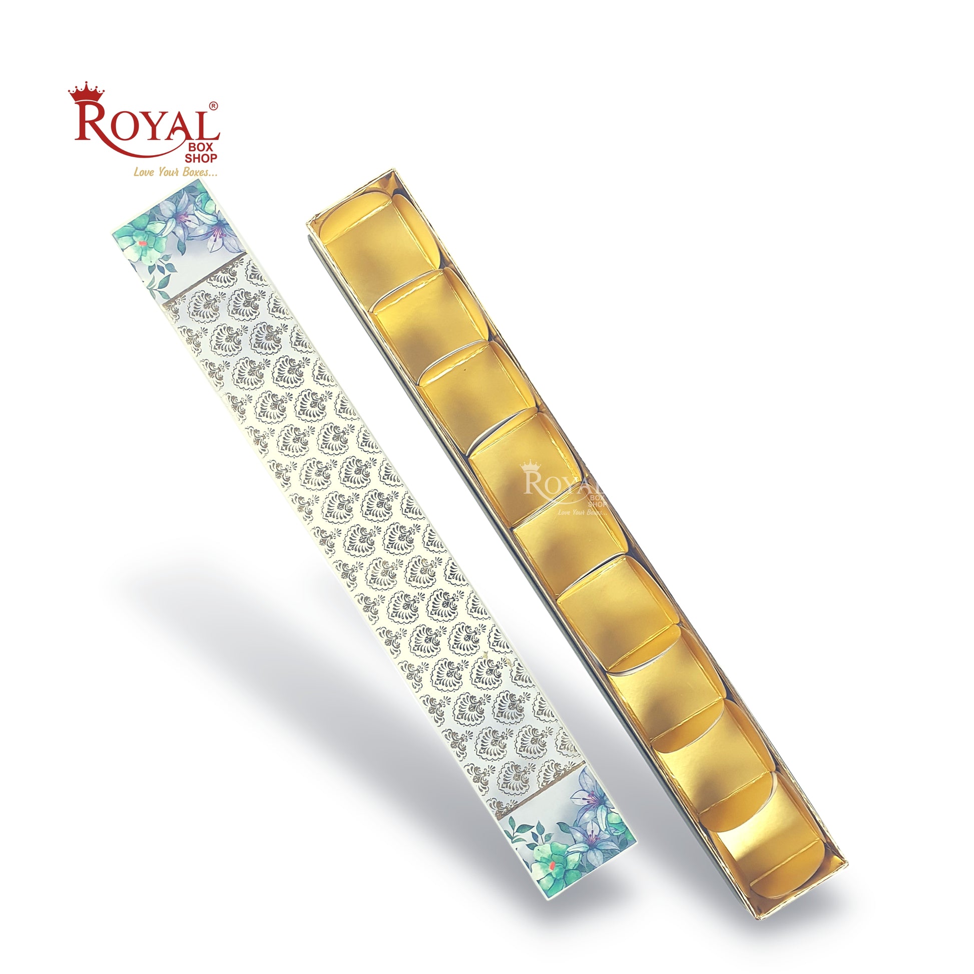Long Sleek Sweets Rigid Box I FlowerTheme I Perfect Packaging for Sweets, Chocolates & Baklawa Royal Box Shop