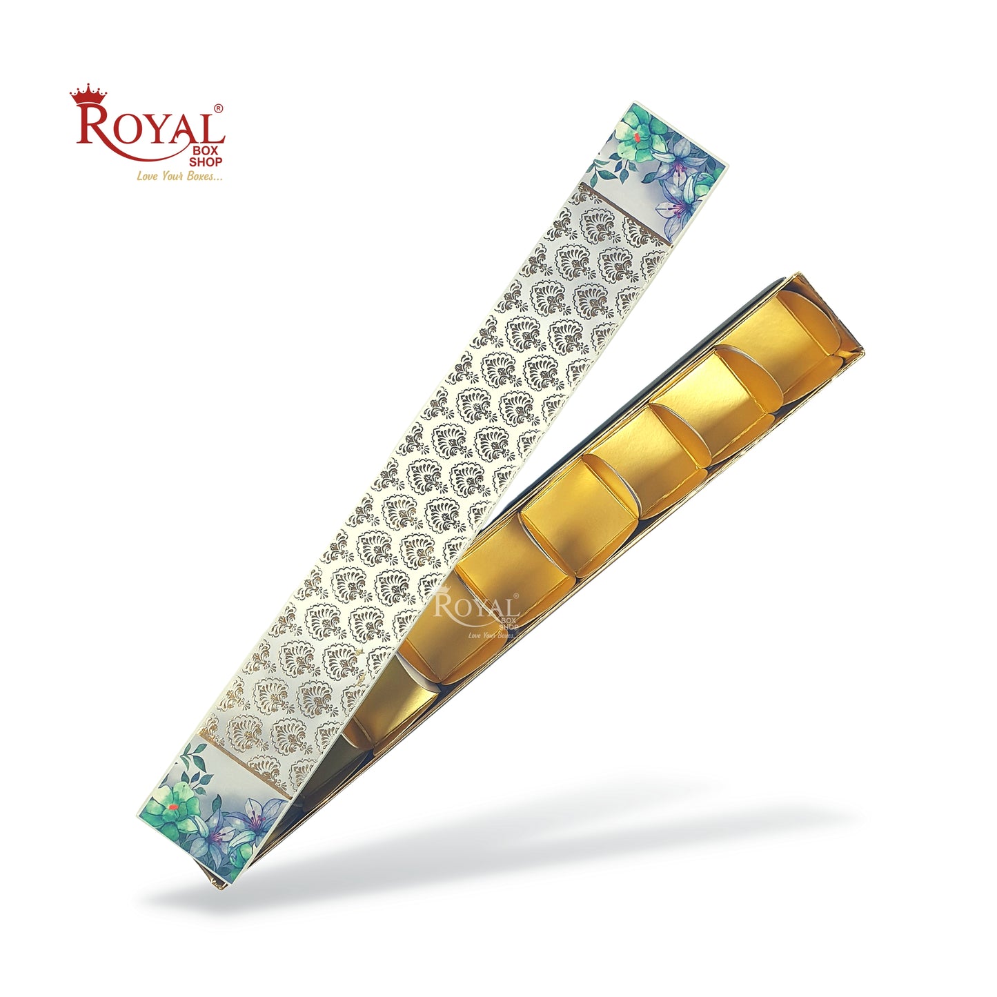 Long Sleek Sweets Rigid Box I FlowerTheme I Perfect Packaging for Sweets, Chocolates & Baklawa Royal Box Shop
