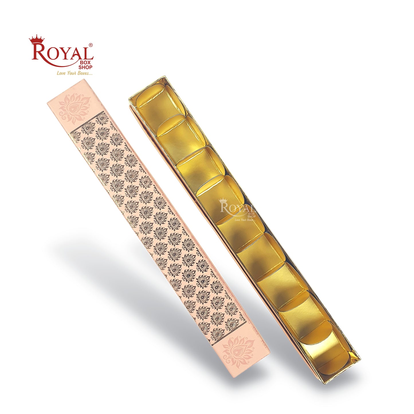 Long Sleek Sweets Rigid Box I Pink LotusTheme I Perfect Packaging for Sweets, Chocolates & Baklawa Royal Box Shop