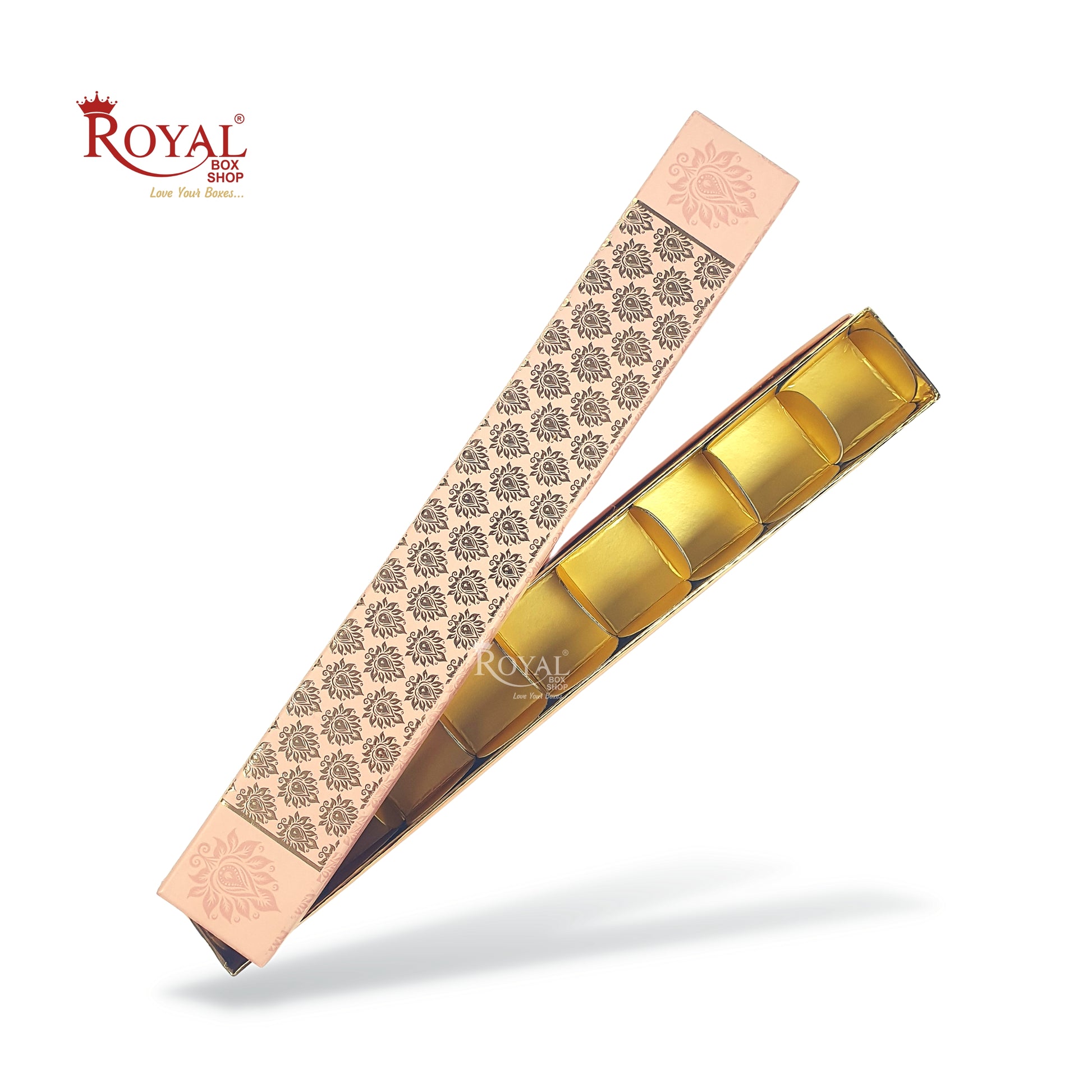 Long Sleek Sweets Rigid Box I Pink LotusTheme I Perfect Packaging for Sweets, Chocolates & Baklawa Royal Box Shop