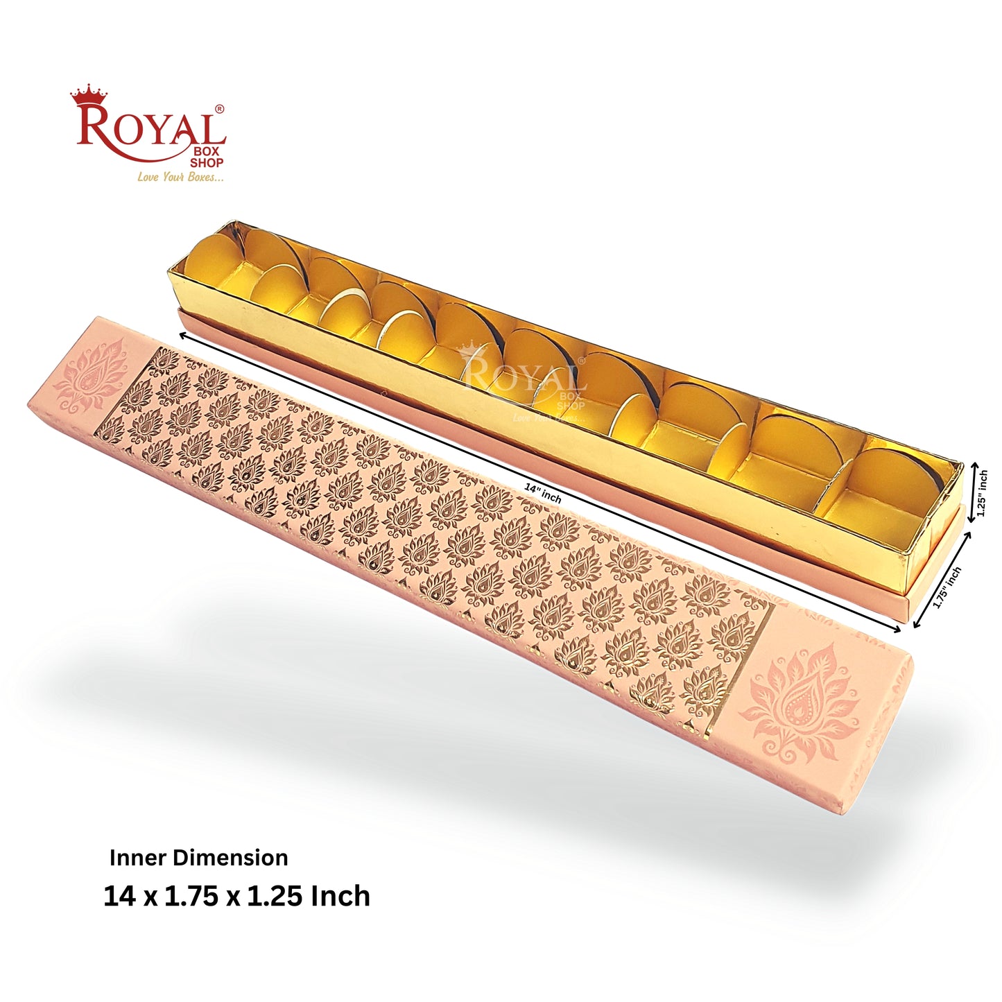 Long Sleek Sweets Rigid Box I Pink LotusTheme I Perfect Packaging for Sweets, Chocolates & Baklawa Royal Box Shop