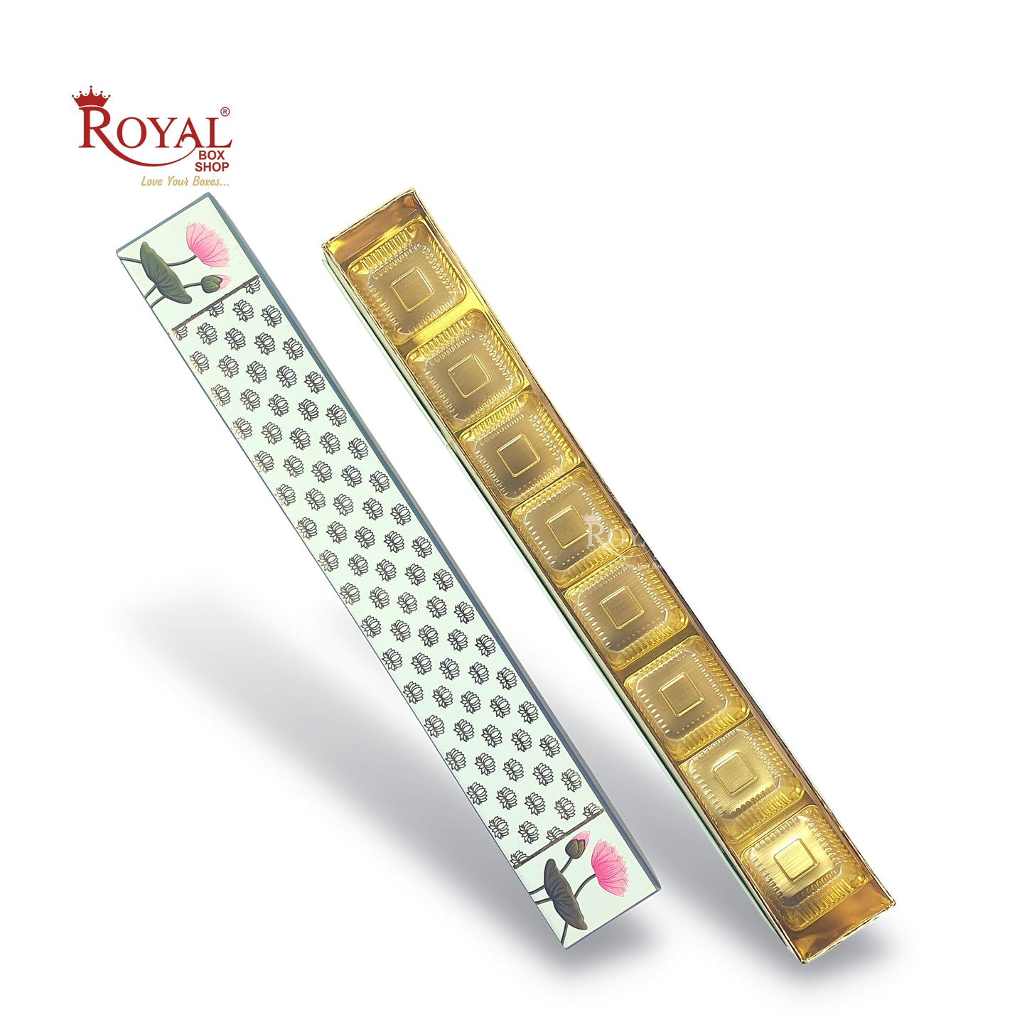 Long Sleek Sweets Rigid Box I Tulip Theme I Perfect Packaging for Sweets, Chocolates & Baklawa Royal Box Shop