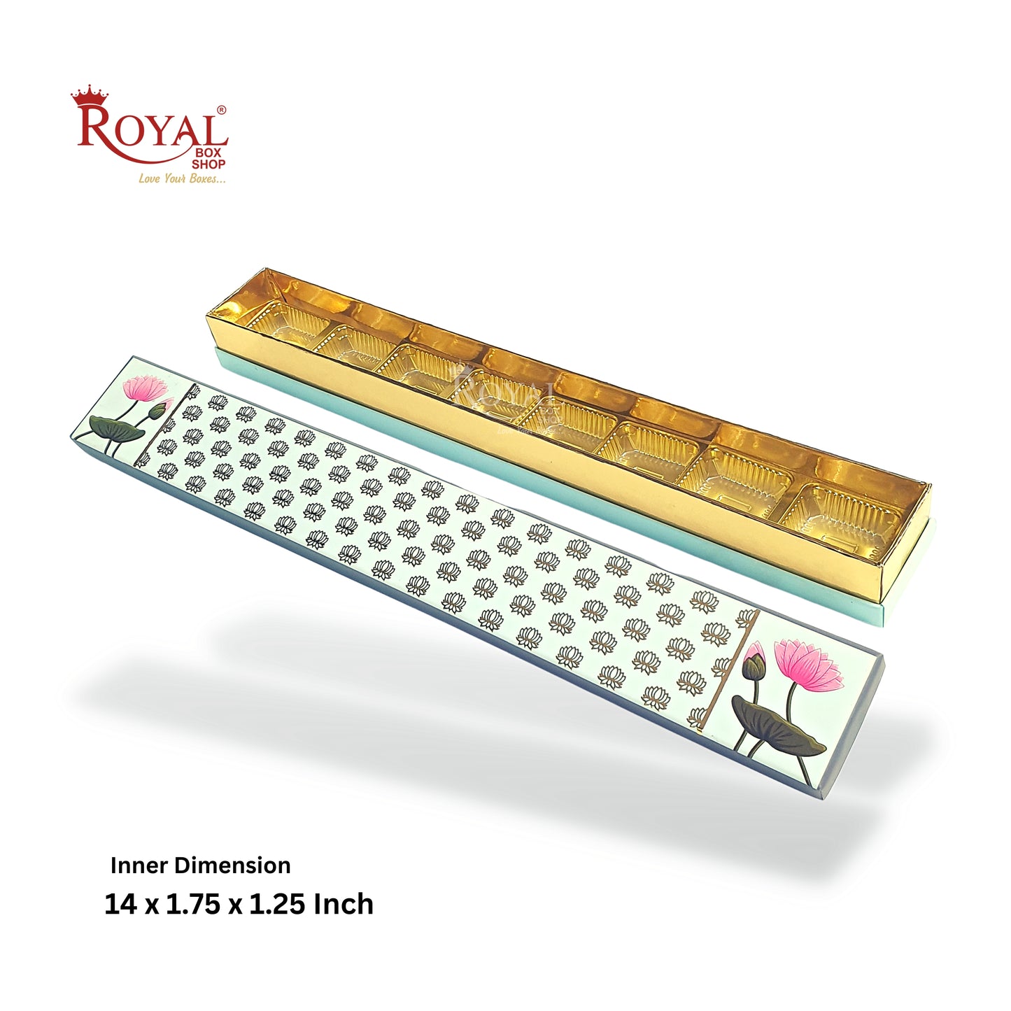 Long Sleek Sweets Rigid Box I Tulip Theme I Perfect Packaging for Sweets, Chocolates & Baklawa Royal Box Shop