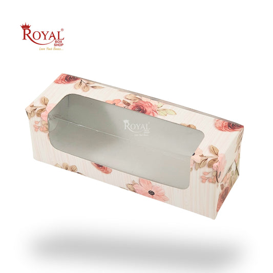 6pc Macarons Box | 6x2x2 Inch | Floral Print Orange