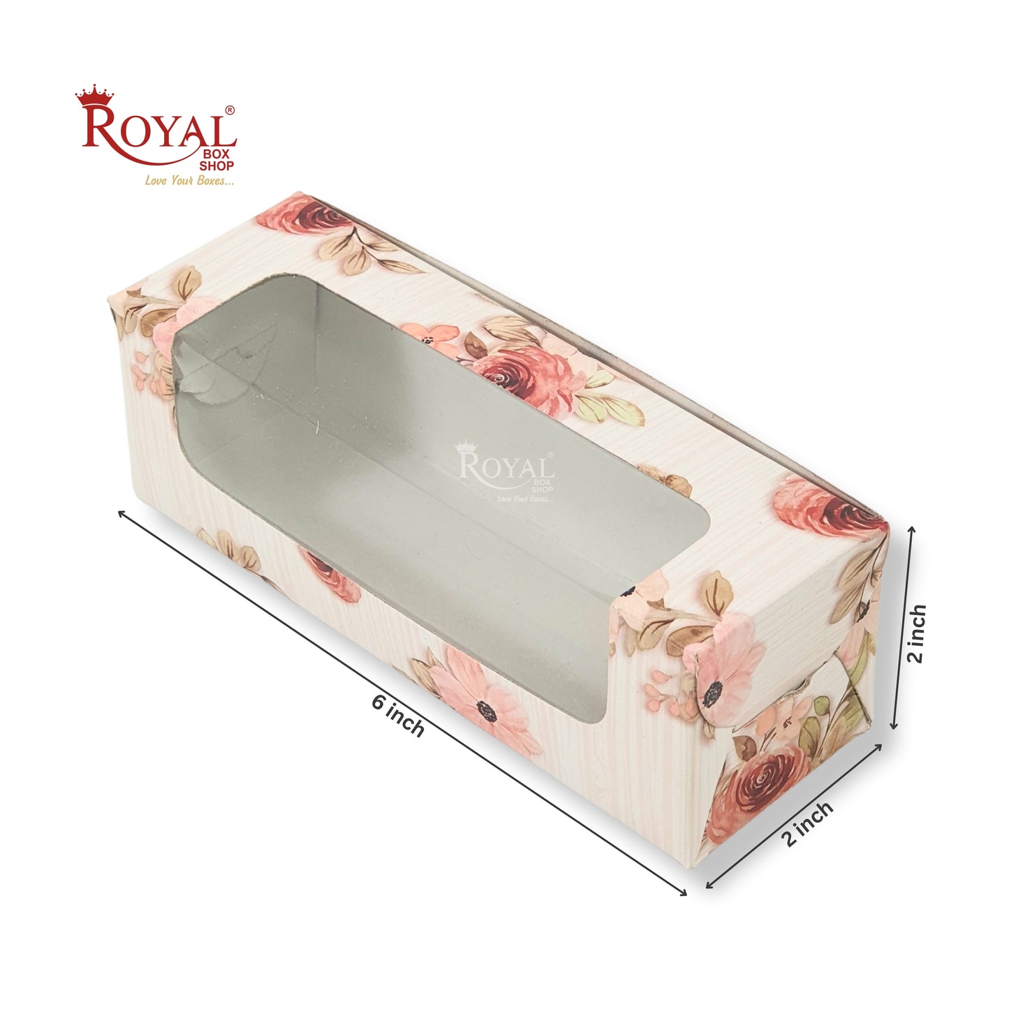 6pc Macarons Box | 6x2x2 Inch | Floral Print Orange