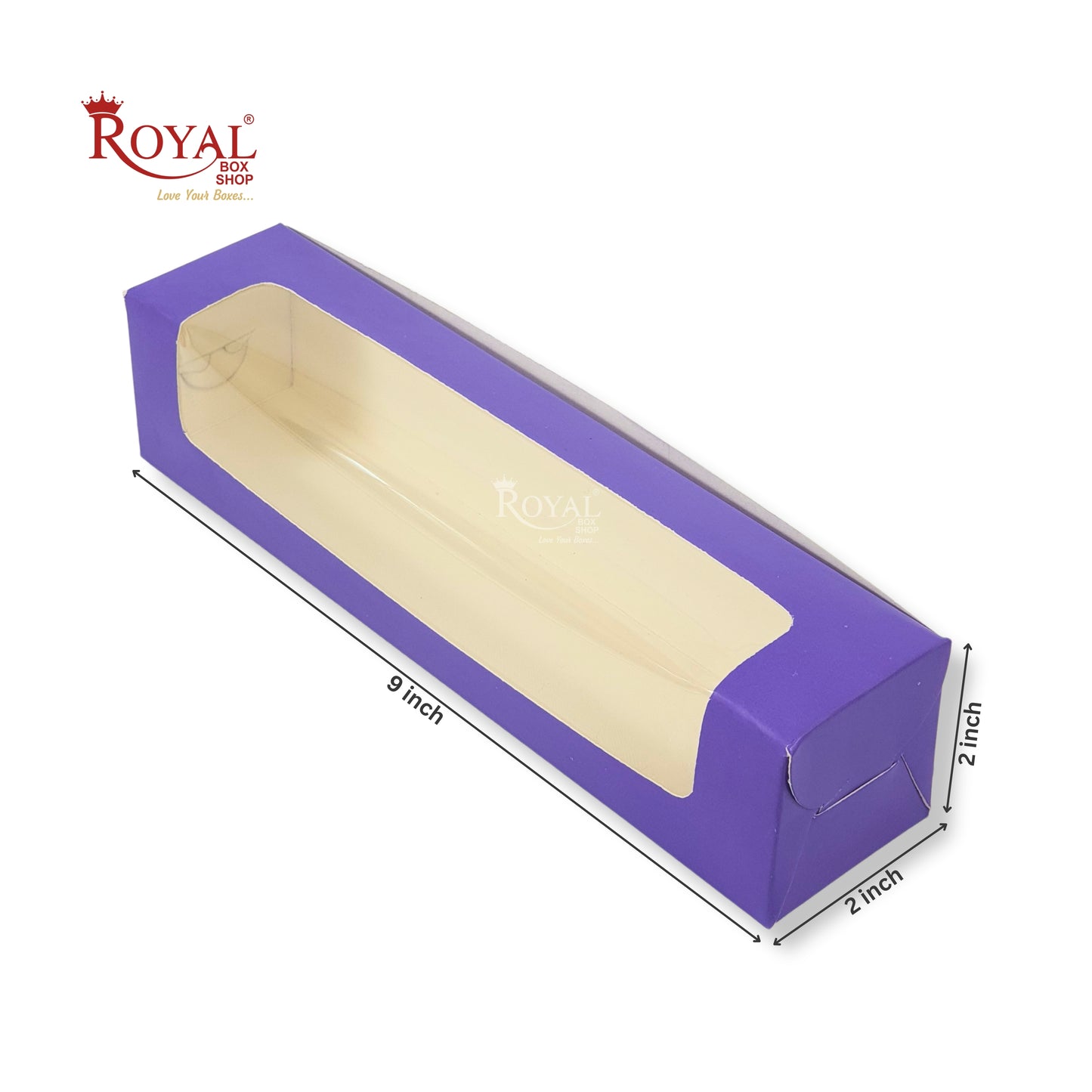 9pc Macarons Box | 9x2x2 Inches | Purple